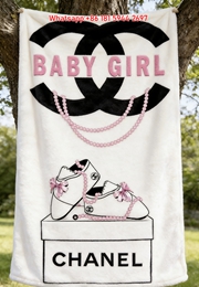 Chanel Baby Girl CC Logo Flannel Throw Blanket with Pink Pearls & Baby Shoes IMG_7035